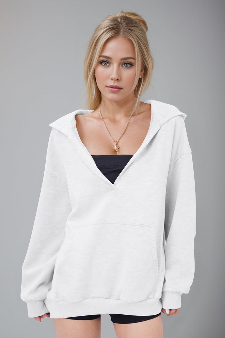 Stilla | Basic Bae Air Scuba Hættepullover Med Lange Ærmer og Kængurulomme
