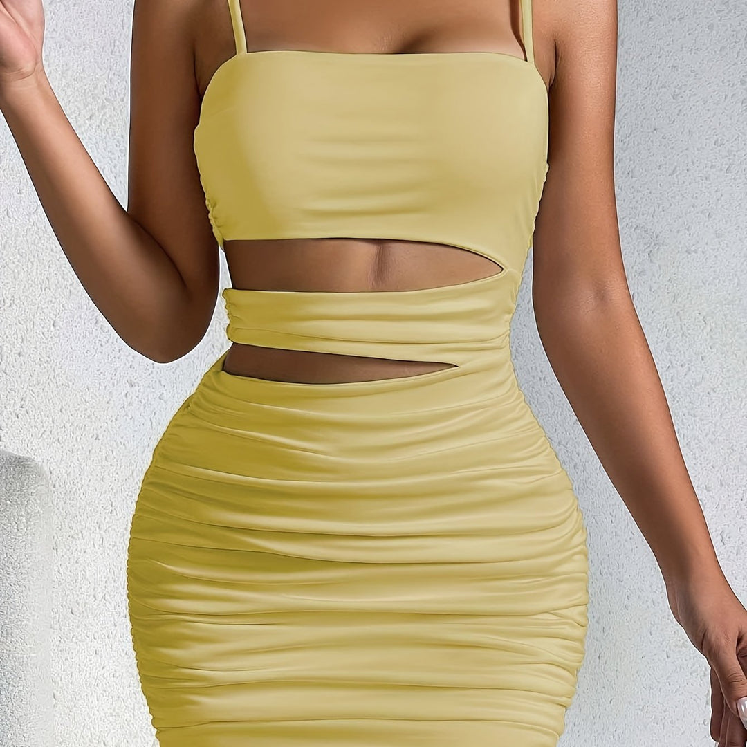 Stilla | Seksuel Bodycon Cami Kjole Med Udsnit Sommerkjole Med Spaghetti Stropper