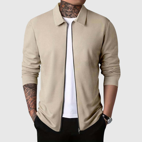 Stilla | Herre Vaffelstrik Zip-Up Jakke
