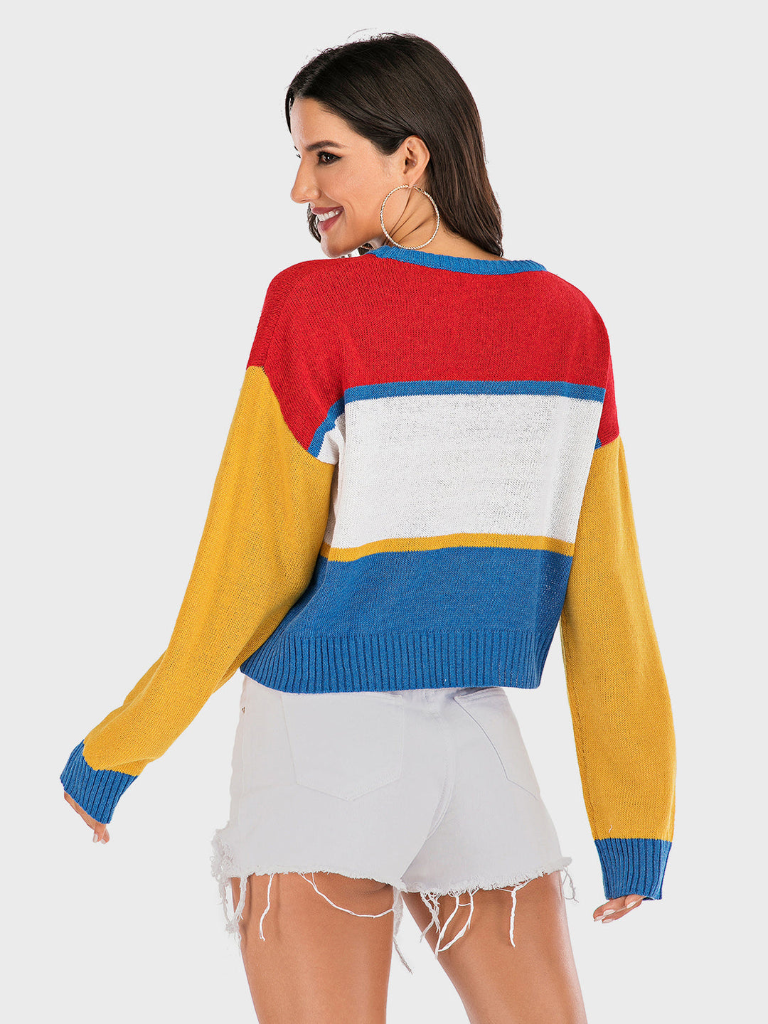 Stilla | Perfee Okay Pullover med kontrast, lange ærmer og dybe skuldre