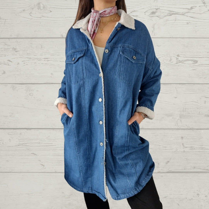 Stilla | Jeansjakke Med Lammeskind For