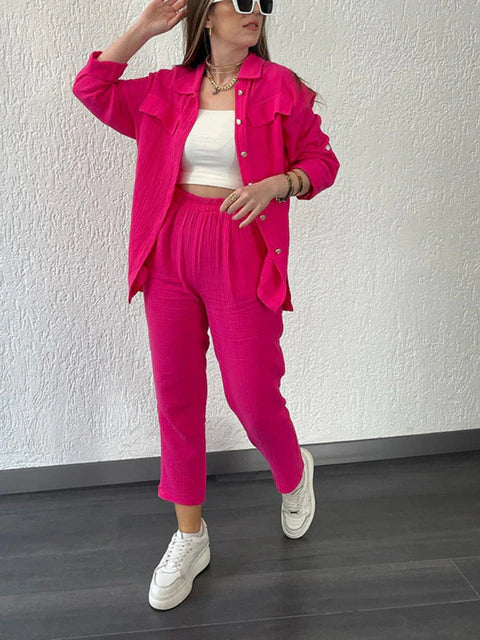 Stilla | Slim Fit og Elegante to Delt Sæt Bluse og Bukser