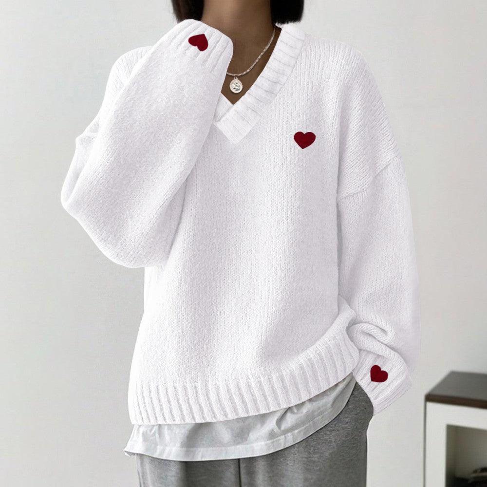 Stilla | Vintage hjertepullover med V-udskæring