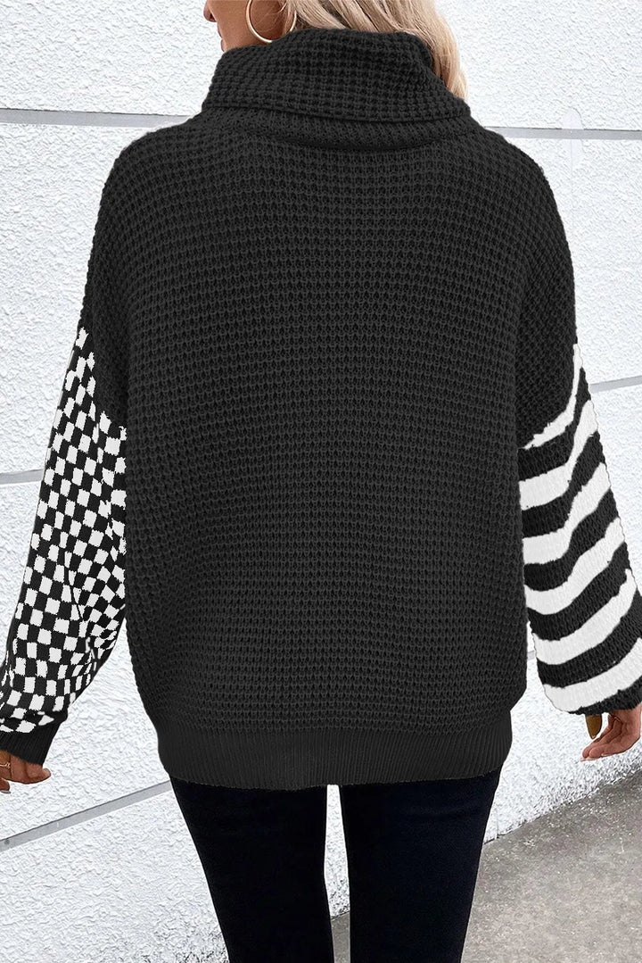 Stilla | Pullover med stribet rullekrave og lange ærmer