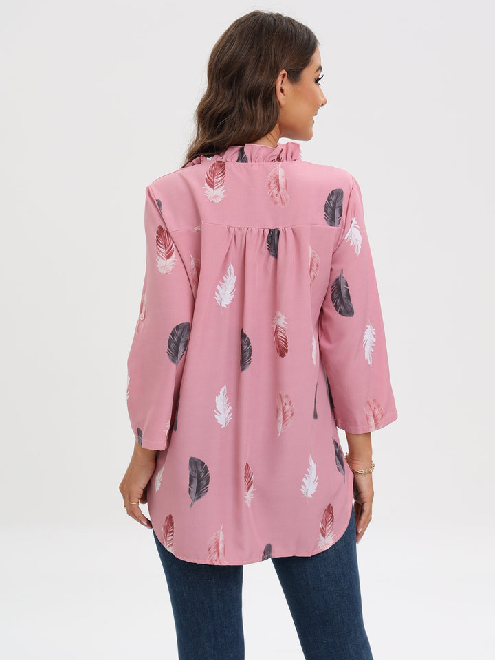 Stilla | Bluse V Udsnit Tryk Fjer