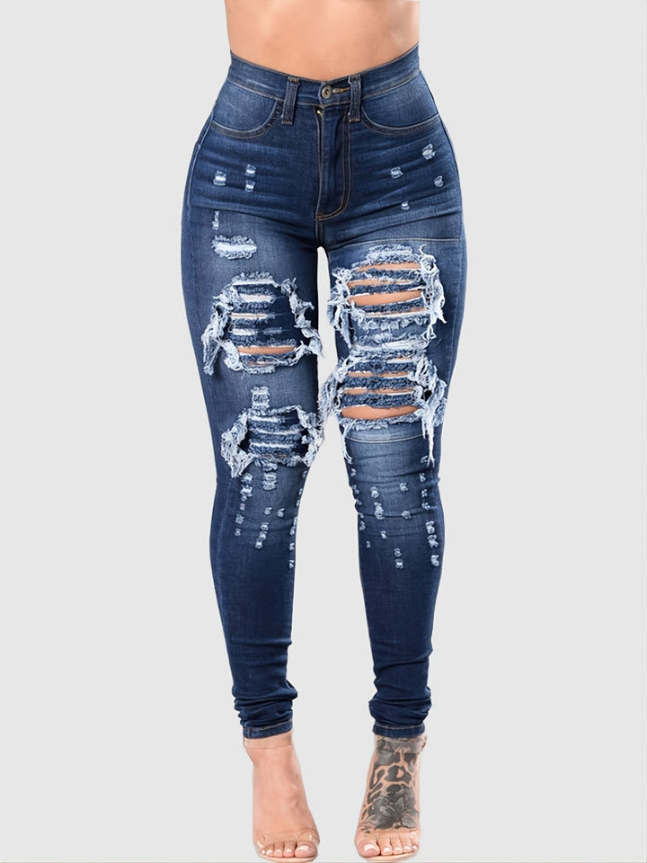 Stilla | Ripped Huller Skinny Leg Distressed Denim Jeans Bukser