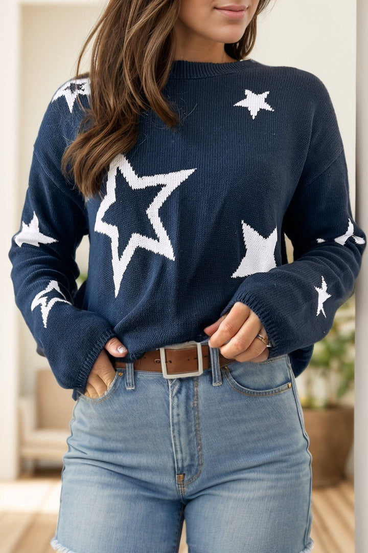 Stilla | Pullover med lange ærmer og rund stjernekrave