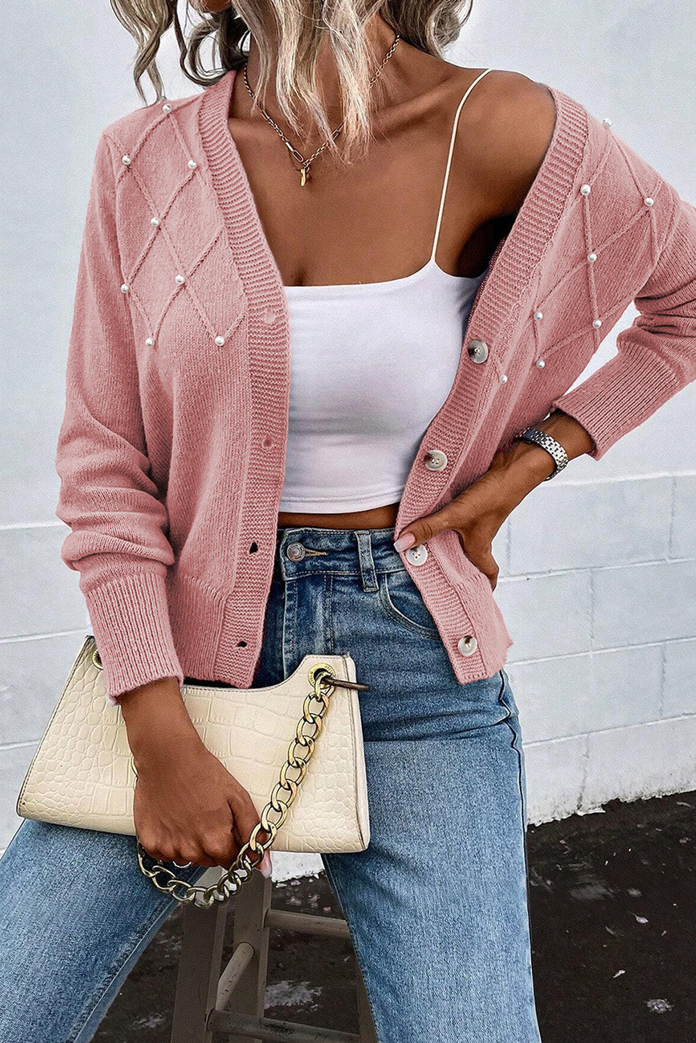 Stilla | Trim Knap-Up Cardigan