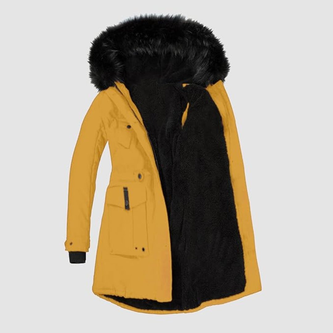 Stilla | Elegant Frakke Med Fake Fur Kant