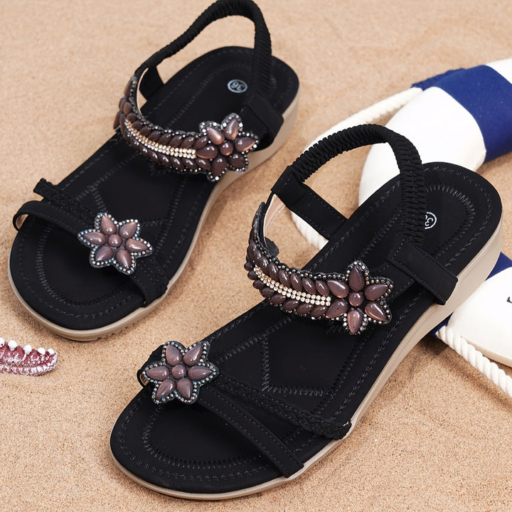 Stilla | Boho Chic Kvinder Sandaler Med Glitrende Djerstons