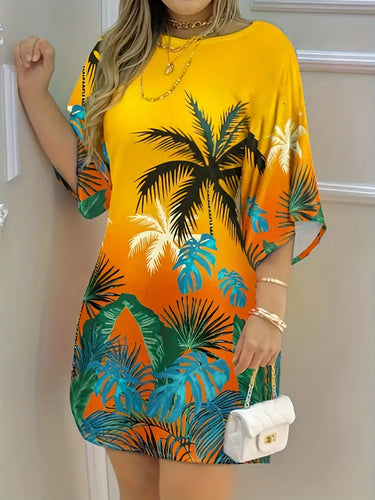 Stilla | Sommerkjole Med Kokosnødprint Lemon Yellow Afslappet 3/4 Ærme