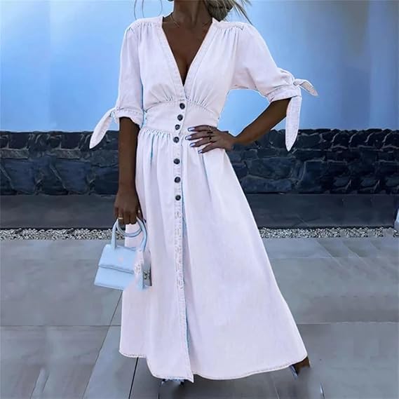 Stilla | Elegant Langt Jeanskjole
