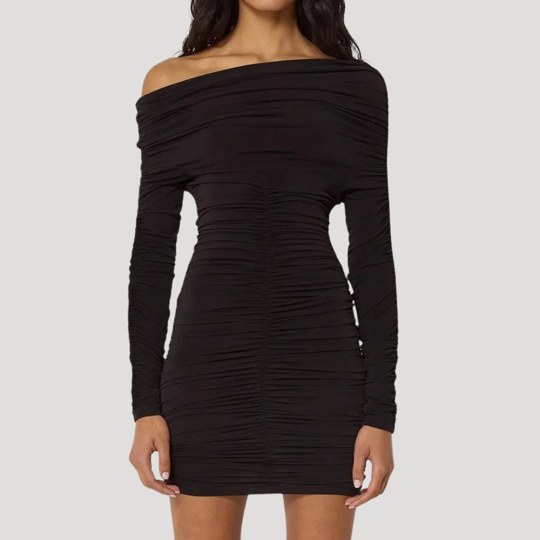 Stilla | Kvinders Off Shoulder Ruched Bodycon Mini Kjole