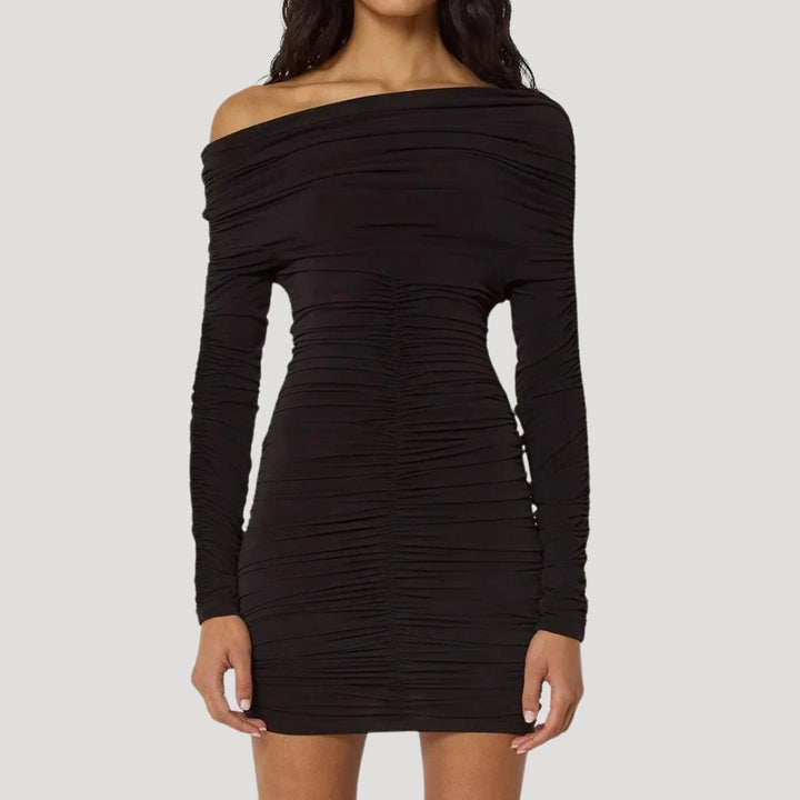 Stilla | Kvinders Off Shoulder Ruched Bodycon Mini Kjole