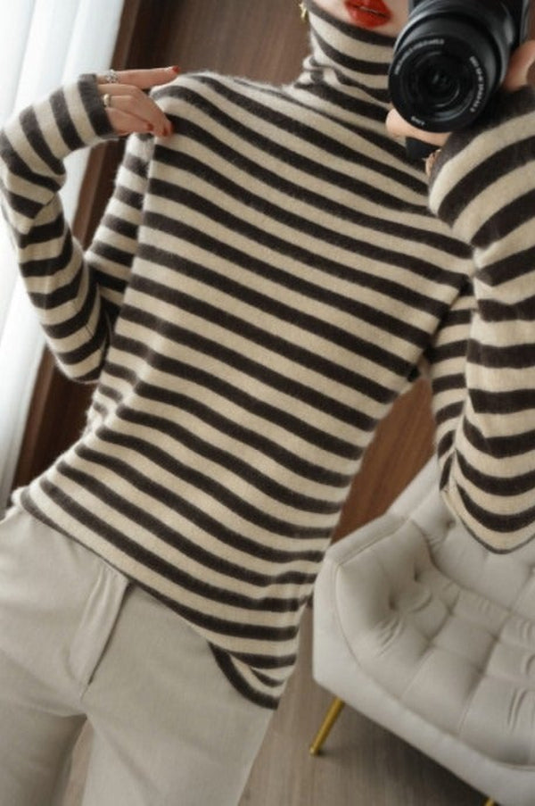 Stilla | Pull Colt Stribet i Neutral og Kaffe Farve