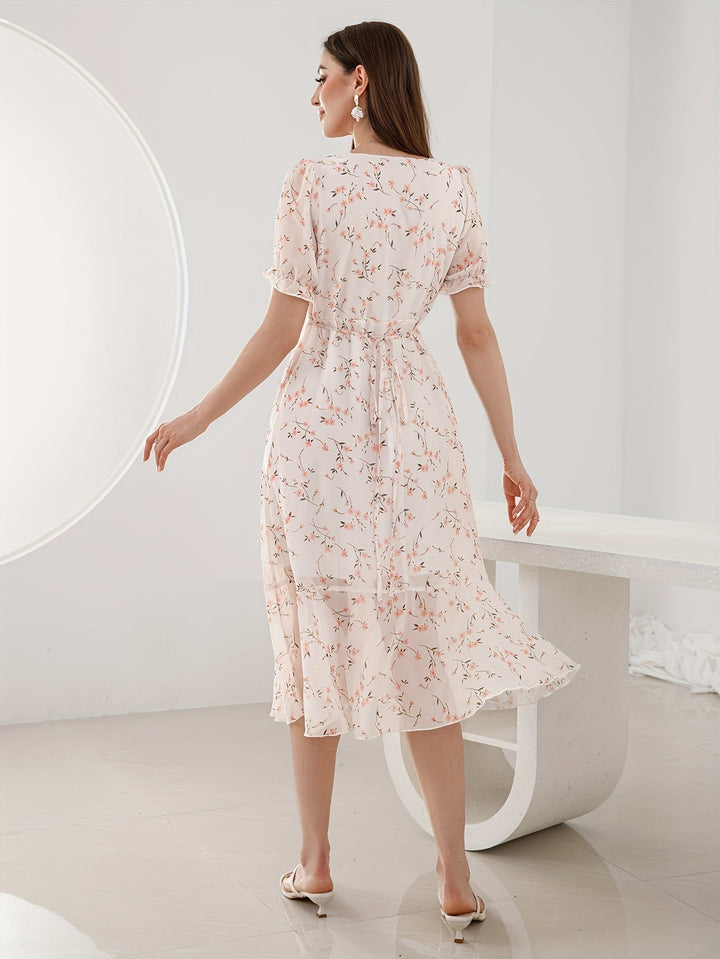 Stilla | Elegant Peplum Kjole Med Blomsterprint