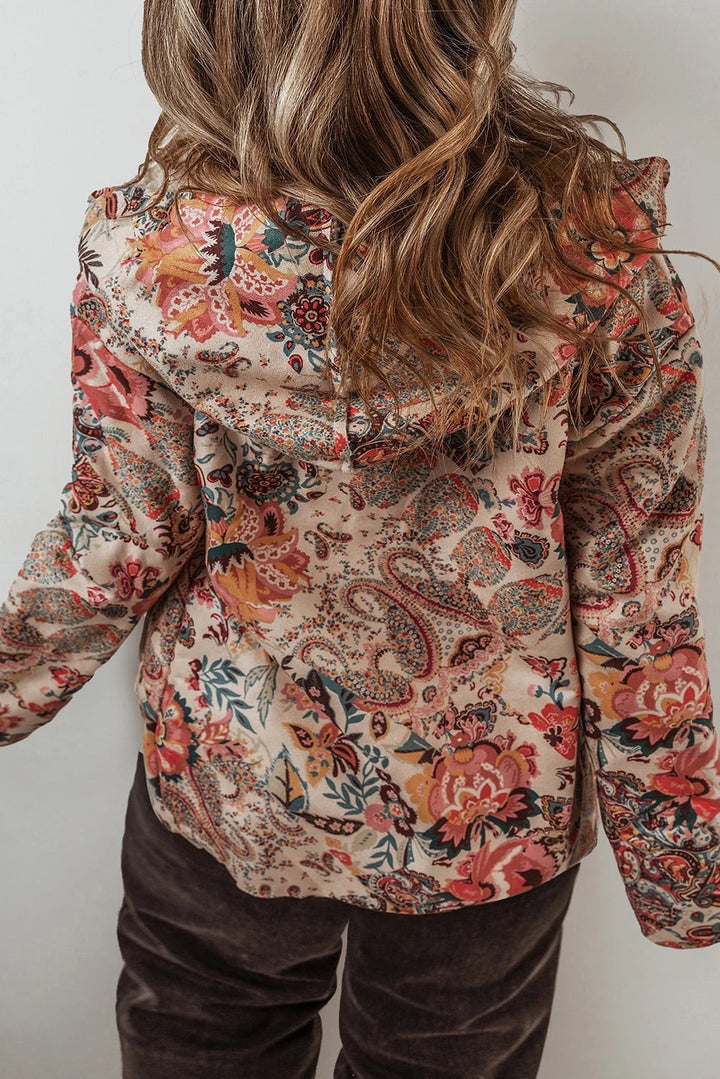 Stilla | Vintage Paisley Blomstertrykt Sherpa Futter Hættejakke
