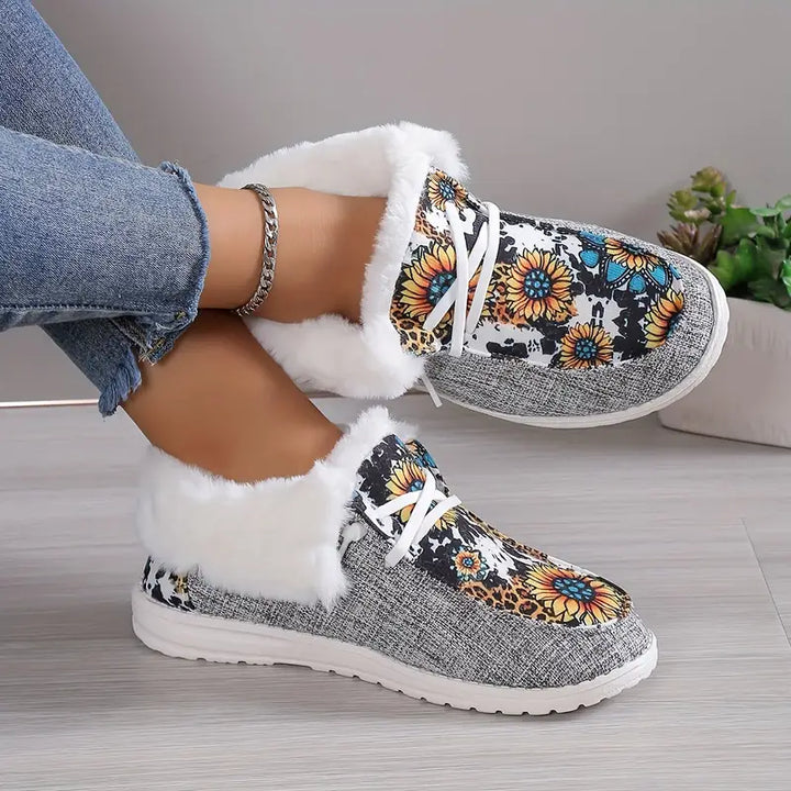 Stilla | Hygge Dame Sneaks Med Solblomst Print
