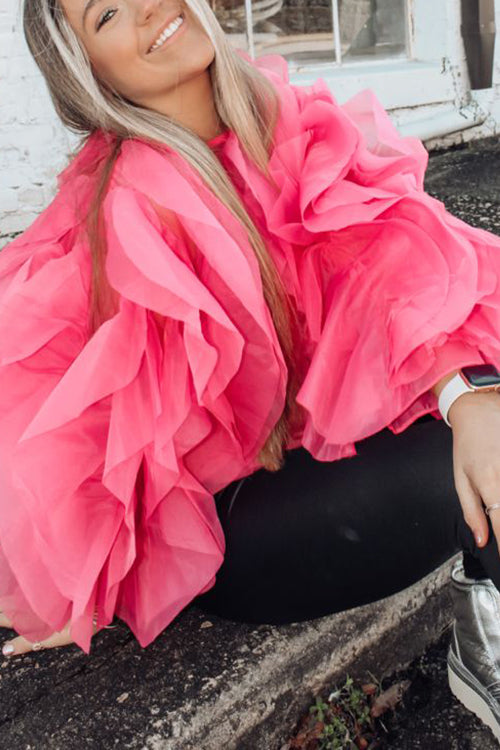 Stilla | Chiffon Flæsæt Lange Ærmer Top