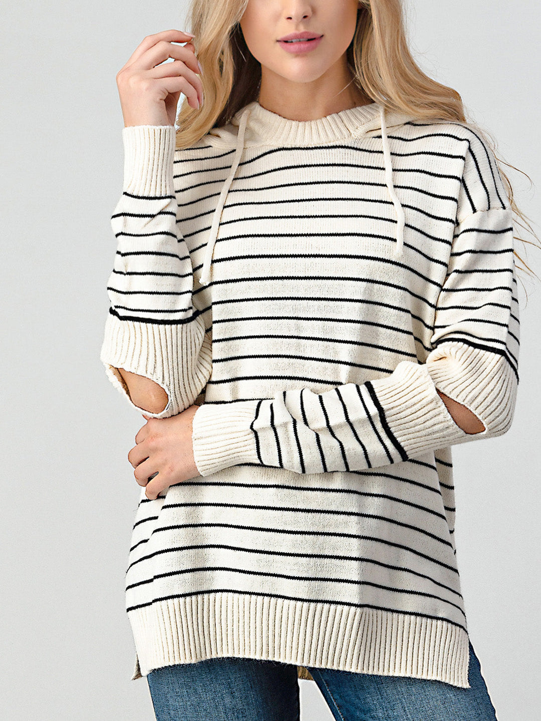 Stilla | Skinnende Stribet Pullover Med Uddrag