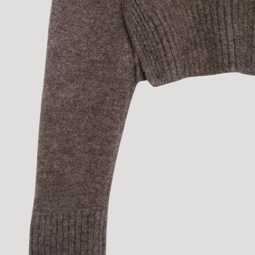 Stilla | Cropet Knap Op Uld Blend Strikketrøje