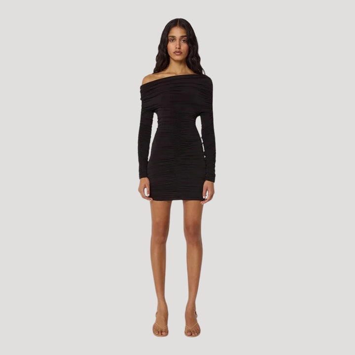 Stilla | Kvinders Off Shoulder Ruched Bodycon Mini Kjole