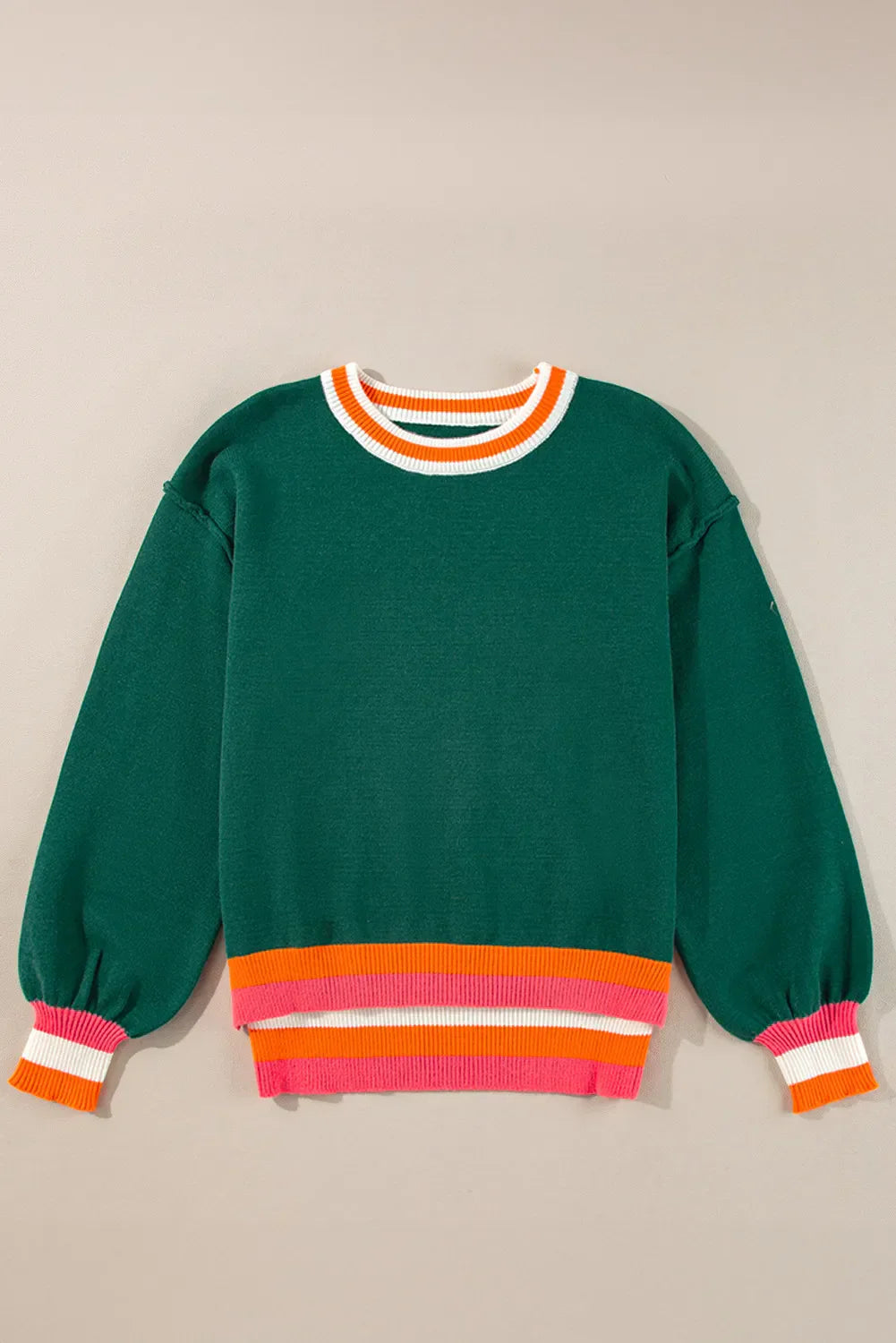 Stilla | Kontrastpullover Med Lange Ærmer og Rund Halsudskæring