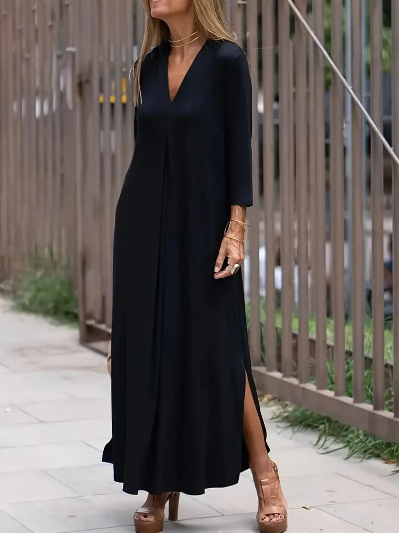 Stilla | Tidless Elegant Maxi Kjole Stilfuld Slids På Siden Blød Strik Elastisk Strik