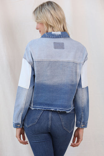 Stilla | Block Distressed Button Up Denim Jacket