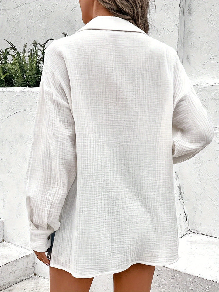 Stilla | Bluse Dame Bred Skåret Med Knapliste
