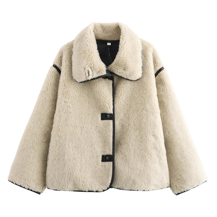Stilla | Cozy Teddy Jakke med Klassisk Krave
