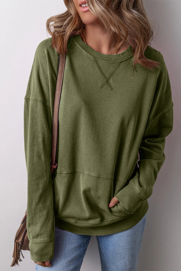 Stilla | Sweatjakke med rund halsudskæring og langærmet design