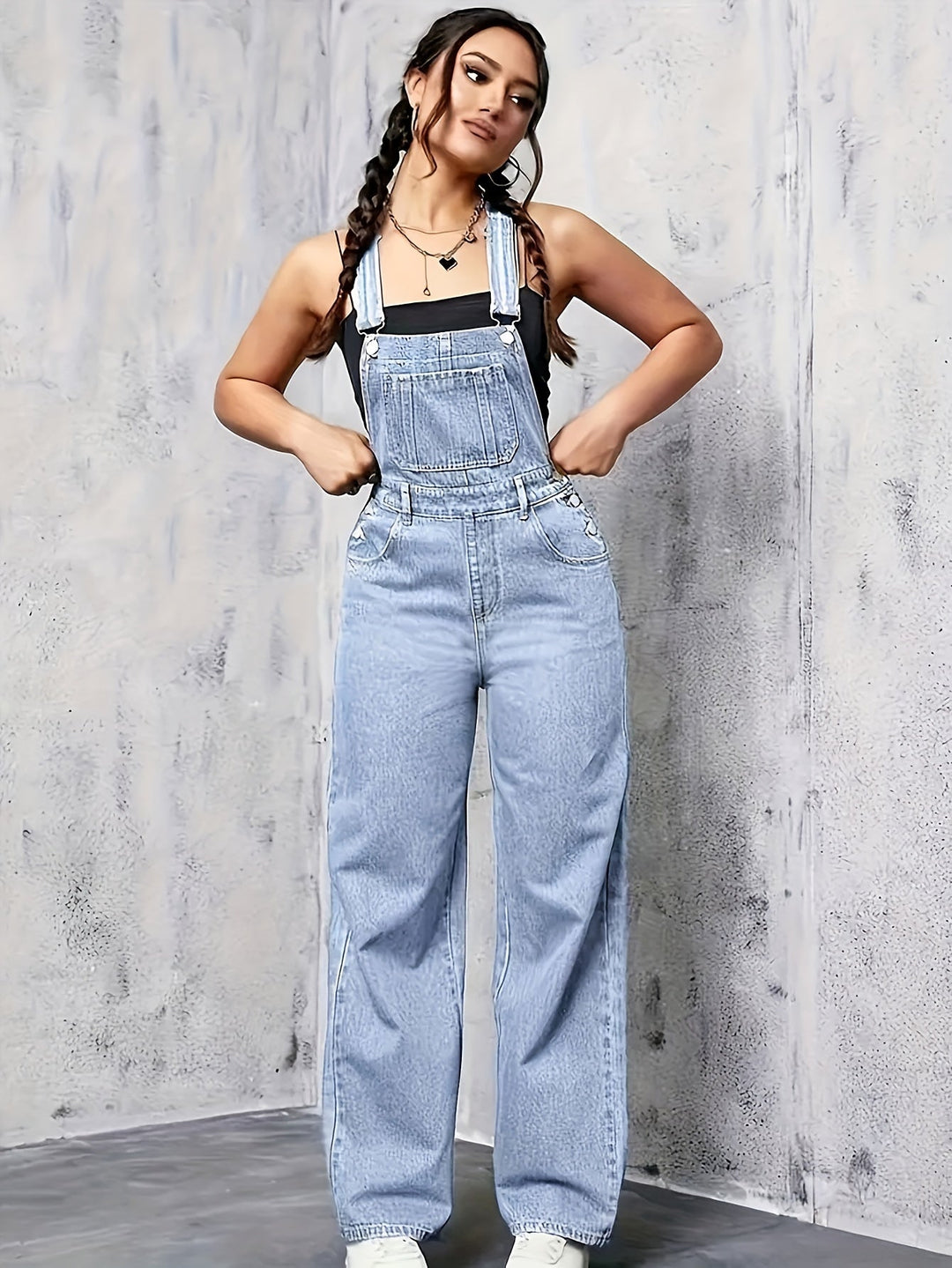 Stilla | Denim Overalls Med Brede Ben