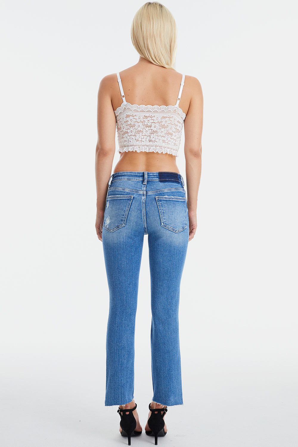 Stilla | Full Size Mid Waist Distressed Ripped Straight Jeans