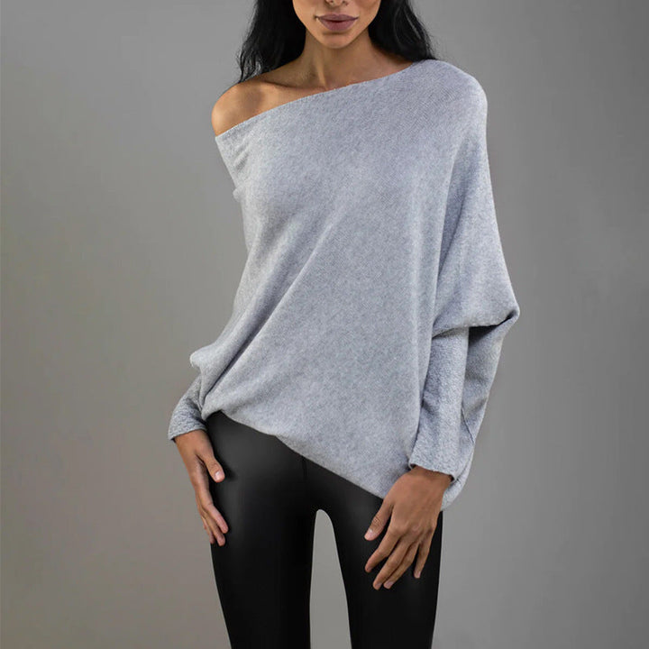 Stilla | Cozy Oversized Strik Sweatshirt med En Carmen Udsnit