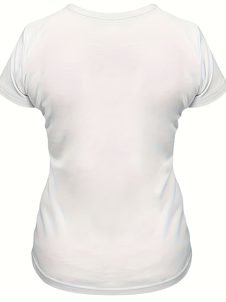 Stilla | Dame T-Shirt Sommershirt Med Kyllingetryk, Rund Halsudskæring, Korte Ærmer, Afslappet Og Komfortabel
