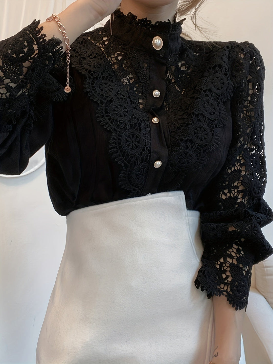 Stilla | Bluse Langærmet Blondebluse