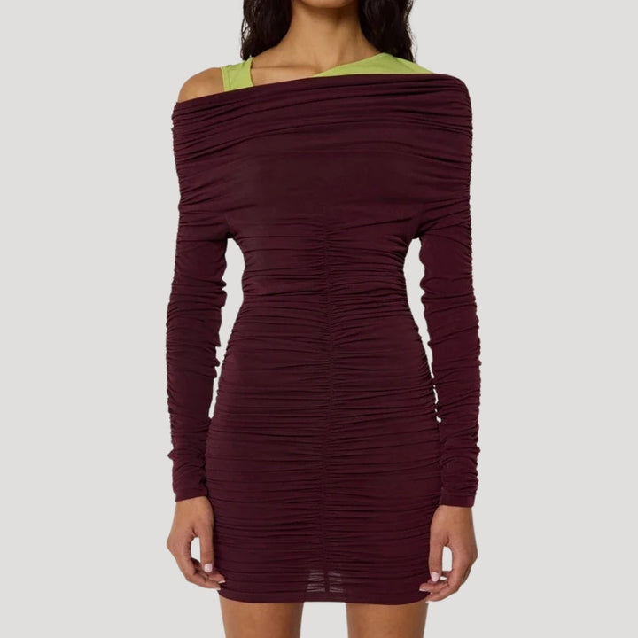 Stilla | Kvinders Off Shoulder Ruched Bodycon Mini Kjole