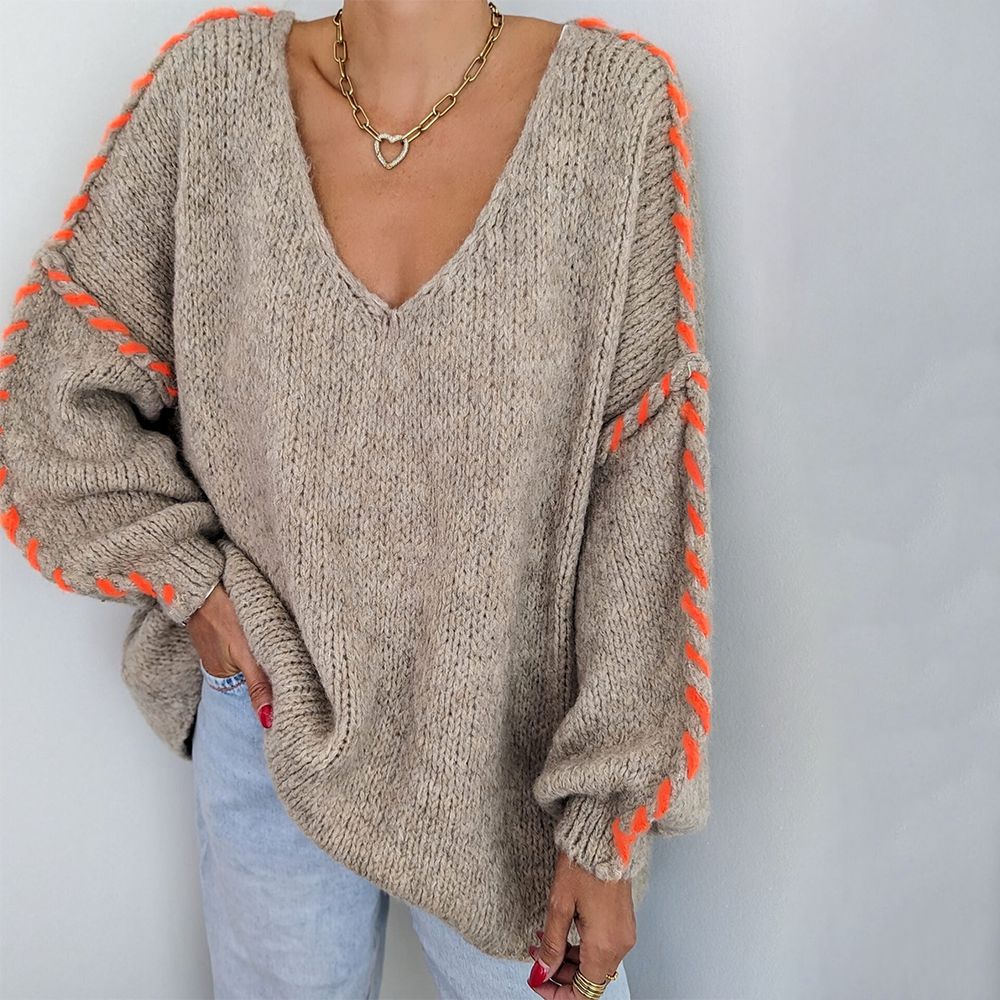 Stilla | V-udskæring Pullover Af Fluo Garn