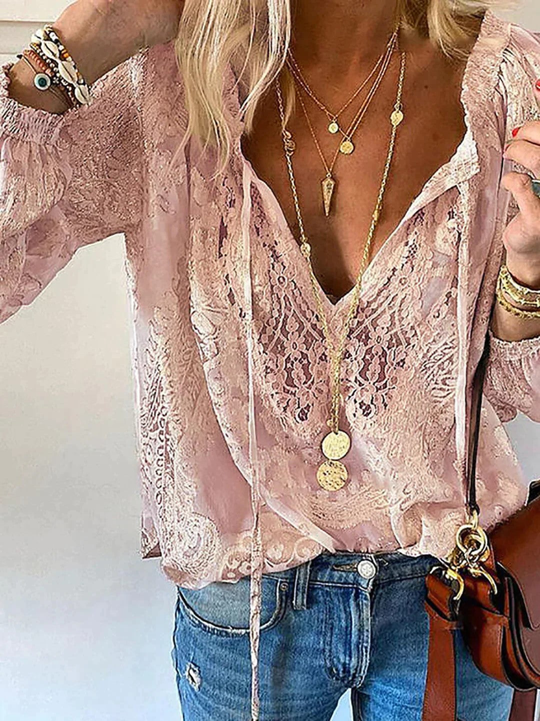 Stilla | Bluse i silke chiffon med lange ærmer