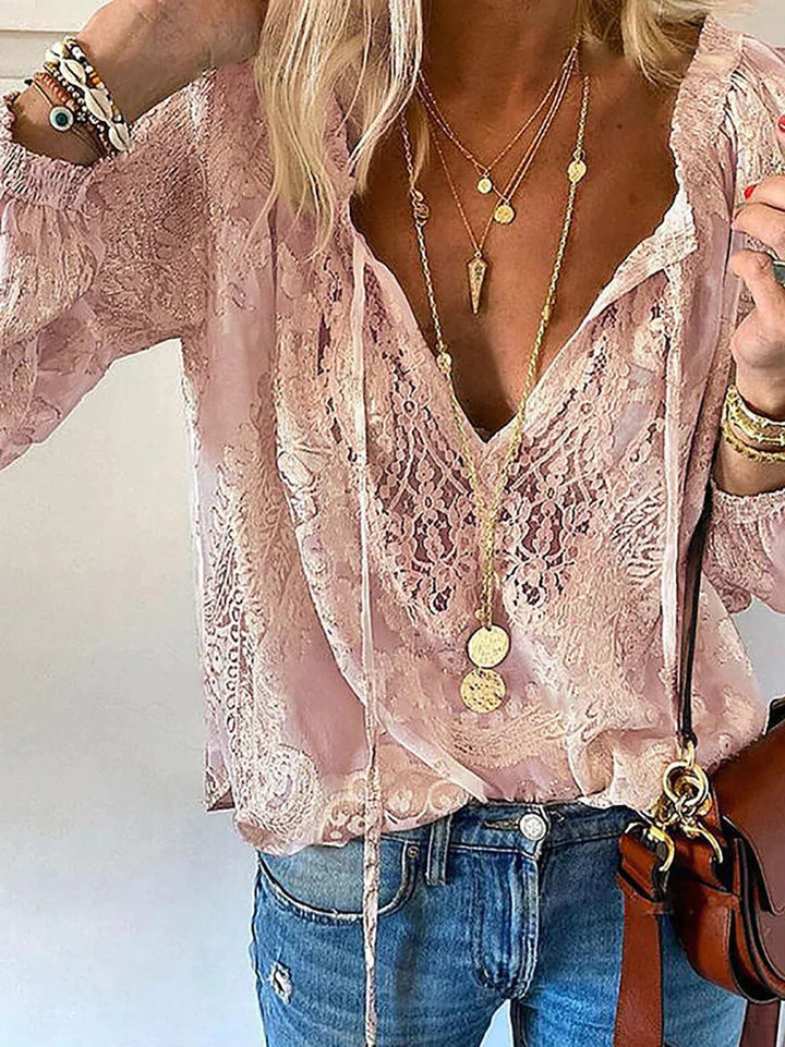Stilla | Bluse i silke chiffon med lange ærmer
