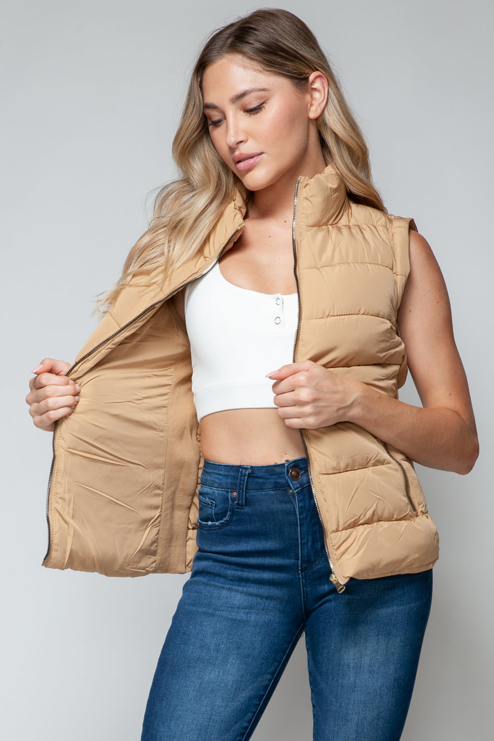 Stilla | Zip Up Turtleneck Vest med Lommer