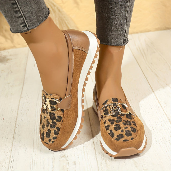 Stilla | Dame Slip on Loafers Panterprint, Skridsikre Og Komfortable