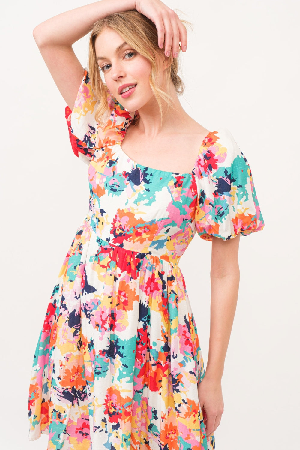 Stilla | The Why Square Neck Puff Sleeve Floral Dress