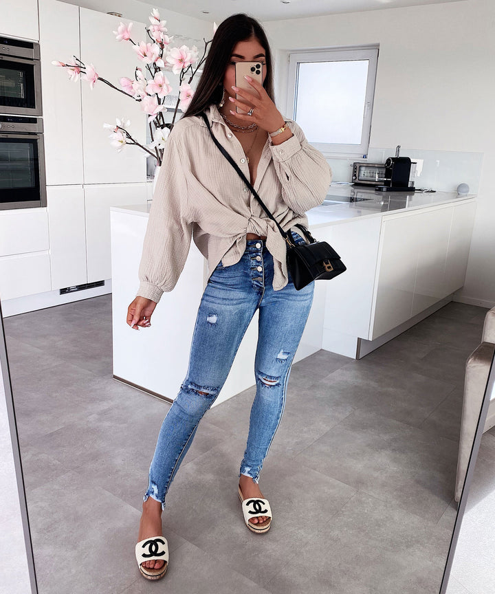 Stilla | Let Musselin Bluse Beige