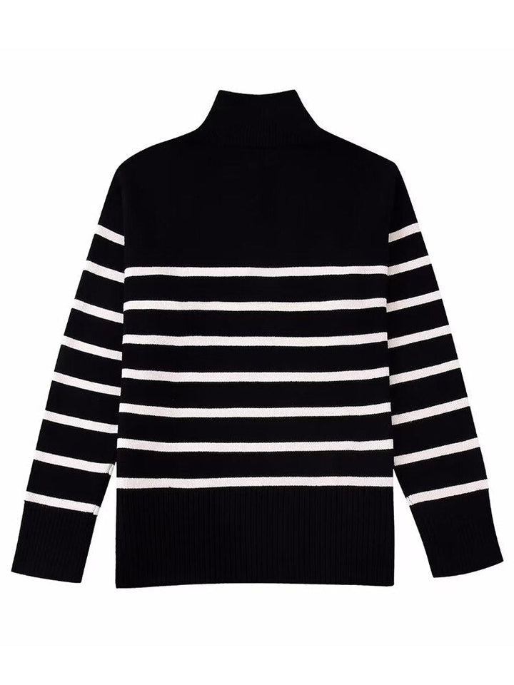 Stilla | Stribet Lynlås Sweatshirt til Damer