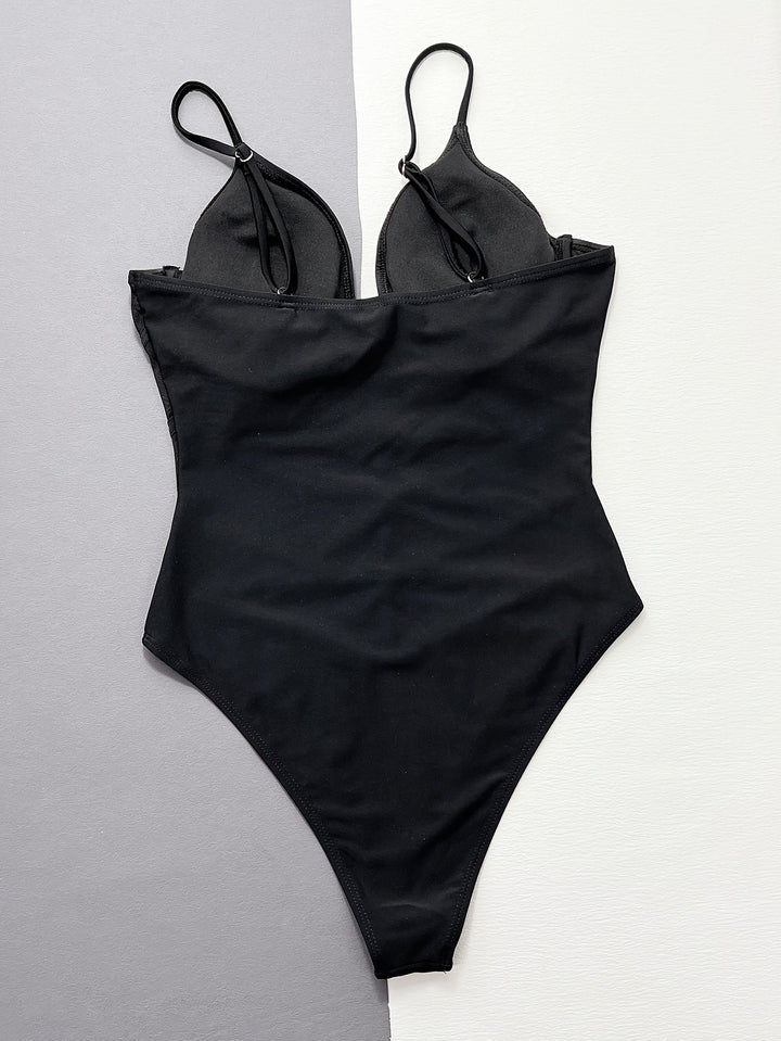 Stilla | Seksuelt Ensartet Badedragt V-Hals, Gennemsigtig Mesh, Høj Skæring