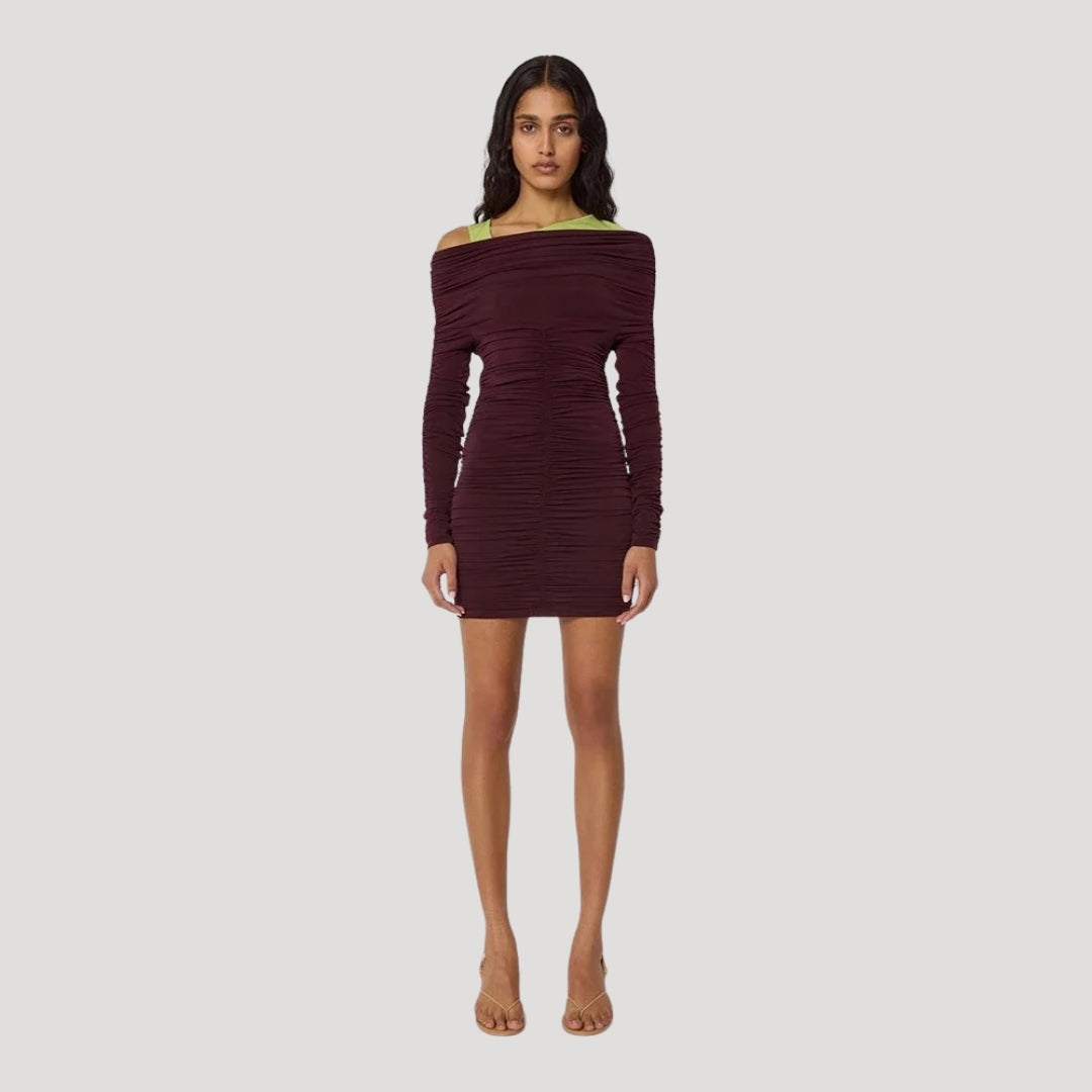 Stilla | Kvinders Off Shoulder Ruched Bodycon Mini Kjole