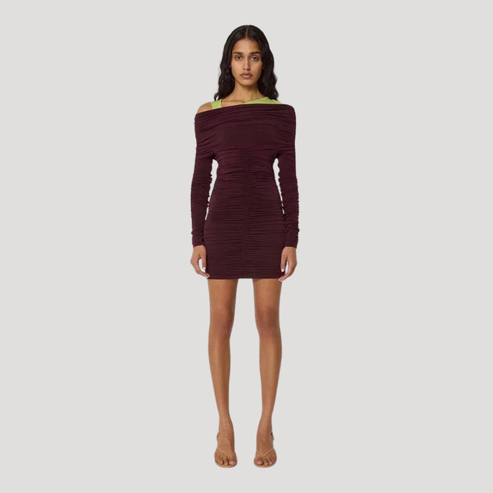Stilla | Kvinders Off Shoulder Ruched Bodycon Mini Kjole