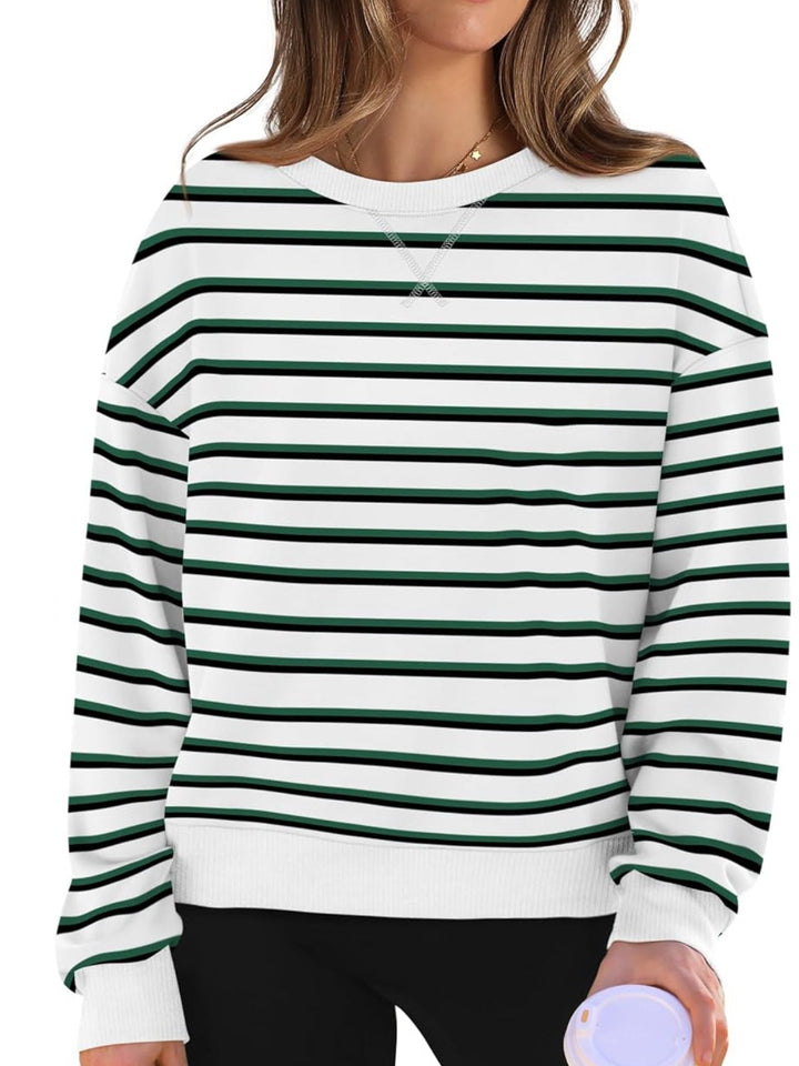 Stilla | Langærmet Stribet Sweatshirt Med Rund hals Lovelet